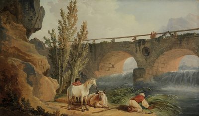Híd egy kaszkádon. alkotó: Hubert Robert
