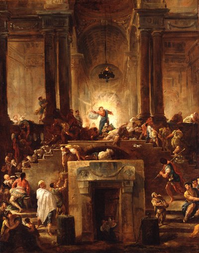 Krisztus kiűzi a pénzváltókat a templomból alkotó: Hubert Robert