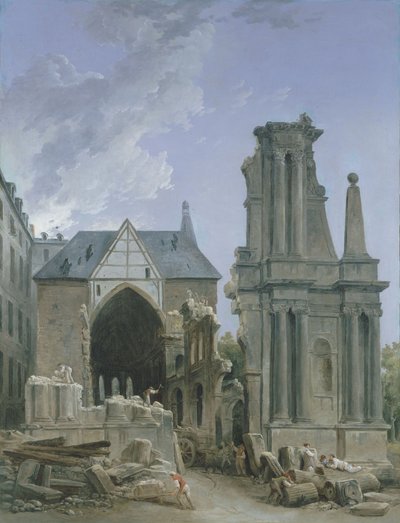 A Feuillants-templom lebontása a Rue Saint Honore-ban, 1804 körül (olaj, vászon) alkotó: Hubert Robert