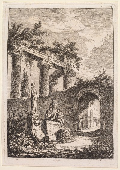 Esték Rómában: A szobor a romok előtt alkotó: Hubert Robert