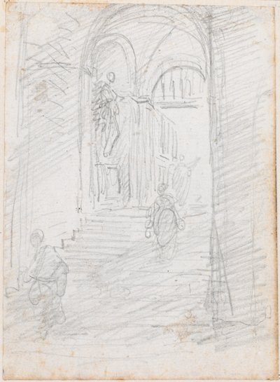 Alakok egy monumentális belső lépcsőn [rekto] alkotó: Hubert Robert