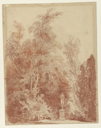 Arc egy parkban Vénusz szoborral alkotó: Hubert Robert