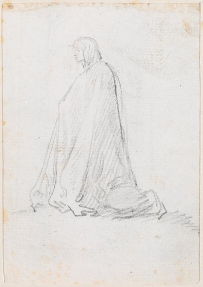 Térdelő figura kapucnis köntösben [verso] alkotó: Hubert Robert
