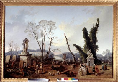 Le Carpet Vert 1774-1775 telén, a versailles-i kertek fakivágása idején (előtérben XVI. Lajos király és Marie-Antoinette királyné). A zöld szőnyeget királyi allee-nek is nevezik. Hubert Robert (1733-1808) festménye alkotó: Hubert Robert