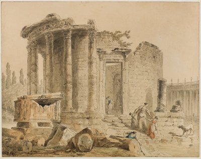 A tiburi szibülla temploma: Emlék a tivoli szibülla templomáról alkotó: Hubert Robert