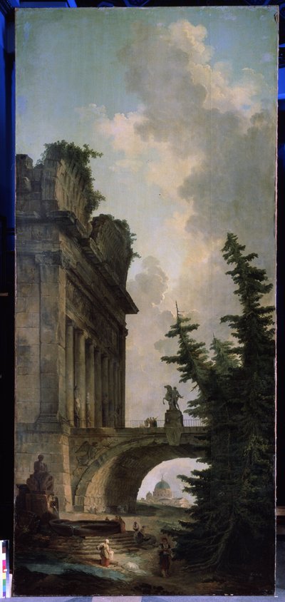 A régi híd. Hubert Robert (1733-1808) festménye, olaj, vászon alkotó: Hubert Robert