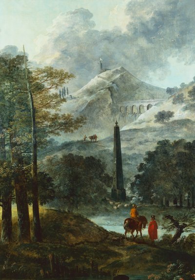 Hegyvidéki táj obeliszkekkel (olaj, vászon) alkotó: Hubert Robert