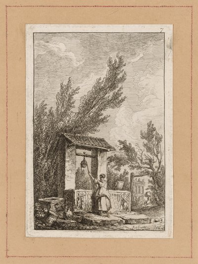 Hetes tányér az Esték Rómában című filmből alkotó: Hubert Robert