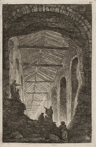 Tizedik tányér az Esték Rómában, 1763-64-ből alkotó: Hubert Robert