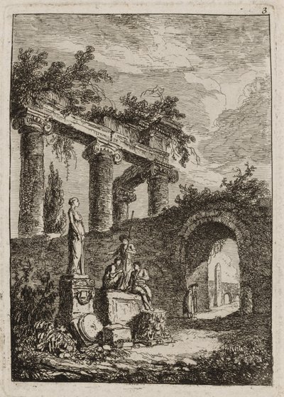 Harmadik tábla az Esték Rómában című filmből alkotó: Hubert Robert