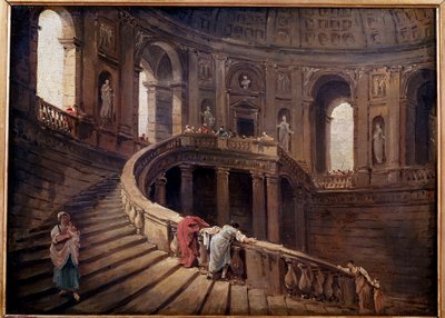 A Palazzo Farnese a Caprarola forgólépcsője Hubert Robert (1733-1808) festménye 18. századi V. 0,24x0,33 m alkotó: Hubert Robert