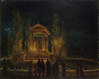 Jean-Jacques Rousseau ideiglenes mauzóleuma, 1794 körül. alkotó: Hubert Robert