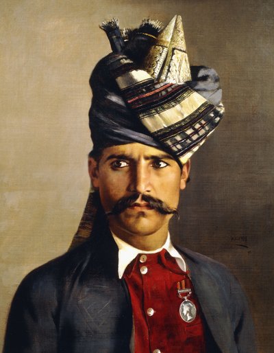 Katonai fejruhás khattack portréja alkotó: Hubert Vos