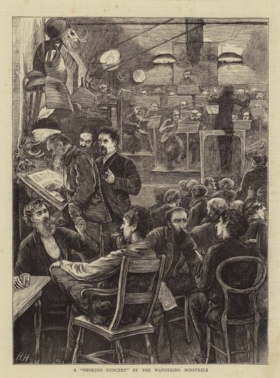 Füstölgő koncert a Wandering Minstrels előadásában alkotó: Hubert von Herkomer