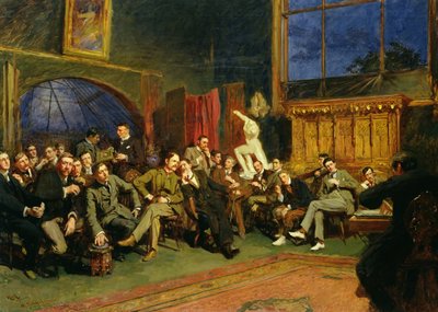 Este a stúdióban tanítványaimmal, 1886 alkotó: Hubert von Herkomer