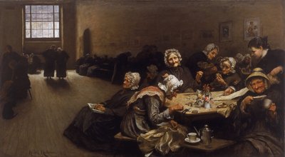 Alkonyat: jelenet a Westminster Unionban alkotó: Hubert von Herkomer