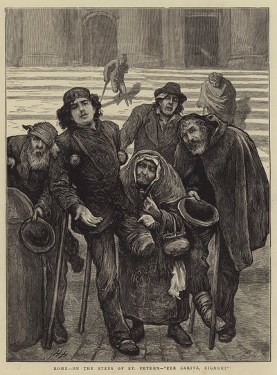 Róma, a Szent Péter-templom lépcsőjén, Per Carita, Signori alkotó: Hubert von Herkomer