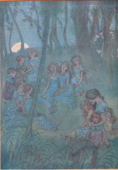 És éjszakai réti tündérek, énekeljetek, illusztráció a Windsori vidám feleségek című filmből, 1910 alkotó: Hugh Thomson