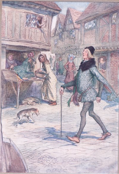Nem tartja fel a fejét, úgymond? És struktúra a kapujában?, illusztráció a Windsori víg feleségekből, 1910 alkotó: Hugh Thomson