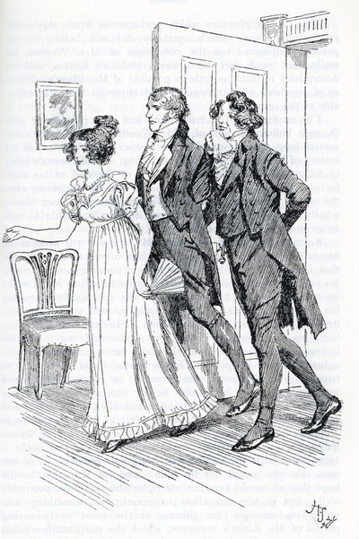 "Emma meghívja Mr. Eltont, hogy csodálja meg Harriett portréját" alkotó: Hugh Thomson