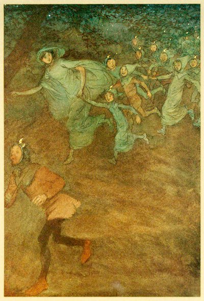 Lépjen be Sir Hugh Evans, Anne Page és mások a The Merry Wives of Windsor, 1910-ből. alkotó: Hugh Thomson
