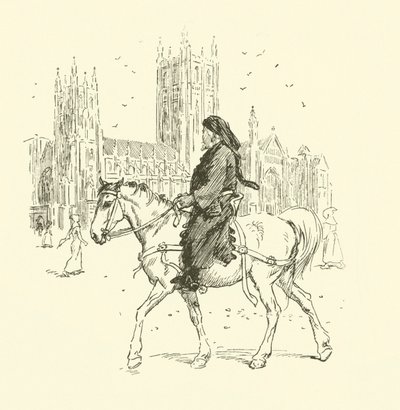 Geoffrey Chaucer lóháton (litho) alkotó: Hugh Thomson