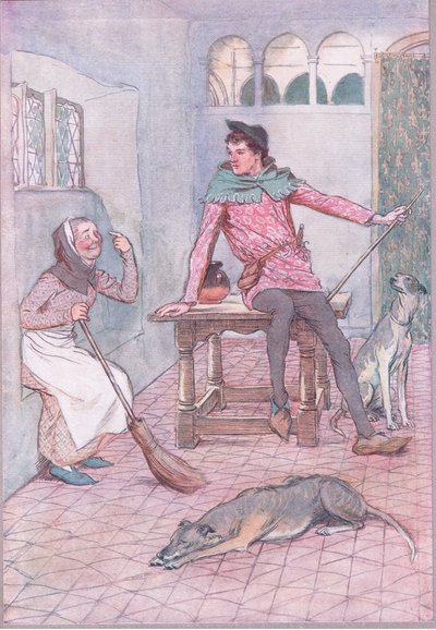Nem hiányzik az imádat a szemed felett?, illusztráció a Windsori vidám feleségekből, 1910 alkotó: Hugh Thomson