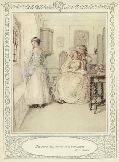 Illusztráció Goldsmith She Stoops to Conquer című művéhez alkotó: Hugh Thomson