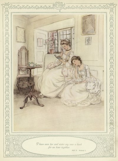Illusztráció Goldsmith She Stoops to Conquer című művéhez alkotó: Hugh Thomson