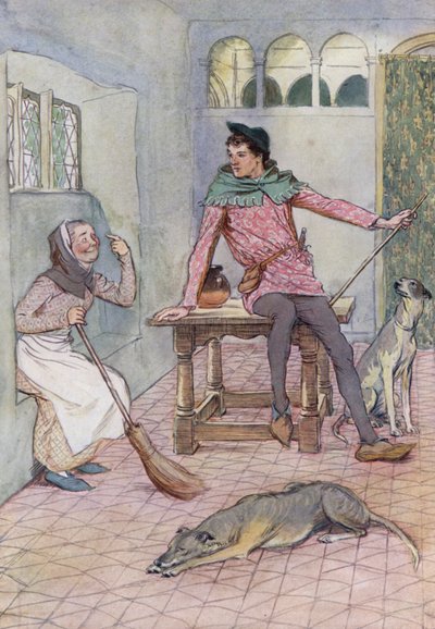 Illusztráció a Windsori vidám feleségekhez (színes litó) alkotó: Hugh Thomson
