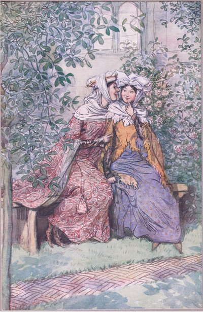 Konzultáljunk együtt e zsíros lovag ellen, illusztráció a Windsori víg feleségekből, 1910 alkotó: Hugh Thomson