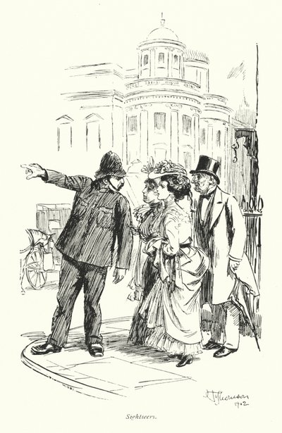 London: Sightseers (színes litográfia) alkotó: Hugh Thomson
