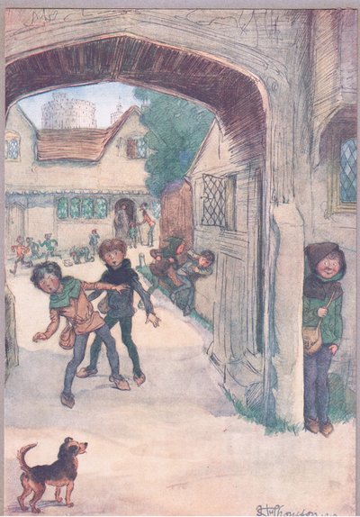 "Slender mester hagyja, hogy a fiúk elmenjenek játszani", illusztráció a "The Merry Wives of Windsor" című filmből alkotó: Hugh Thomson