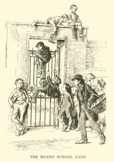 The Board School Gate (metszet) alkotó: Hugh Thomson