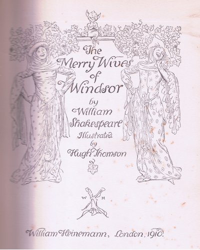 Címlapterv, illusztráció a Windsori víg feleségekből, 1910 alkotó: Hugh Thomson
