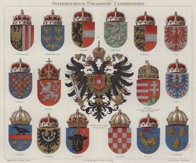 Az Osztrák-Magyar Birodalom címerei (színes litó) alkotó: Hugo Gerard (after) Strohl