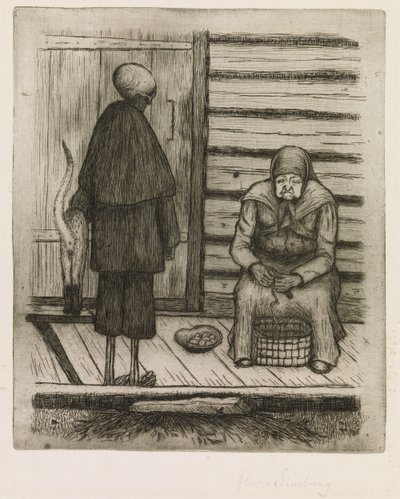 A halál és az öregasszony alkotó: Hugo Simberg