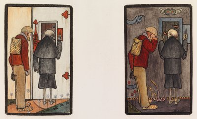A paraszt és a halál a menny és a pokol kapujánál alkotó: Hugo Simberg
