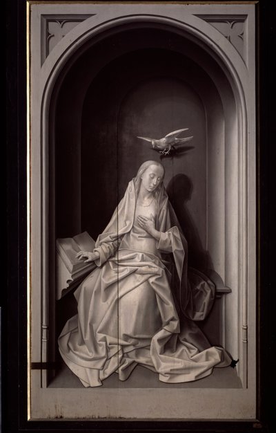 Az Angyali üdvözlet Szűza, a Portinari Triptichonból, 1479 körül (olaj, tábla) alkotó: Hugo van der Goes