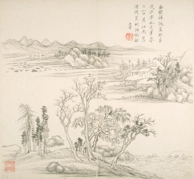 Album Régi mesterek és versek után (album (10 lap), tinta papíron) alkotó: Hui Wang