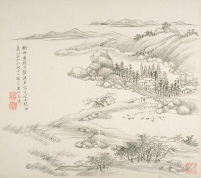 Album Régi mesterek és versek után (album (10 lap), tinta papíron) alkotó: Hui Wang