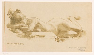 Hanyatt fekvő meztelen nő alkotó: Huib Luns (signed by artist)