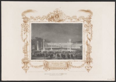 Diákok esti mulatsága, 1836 A H.H. Diákok a kertben, C. van Leeuwen / 1836. június 14-i este (cím a tárgyon) Az 1836-os Utrechtsche Hogeschool második centenáriumának megünneplésének tányérjai (sorozat címe) alkotó: Huib van Hove Bz