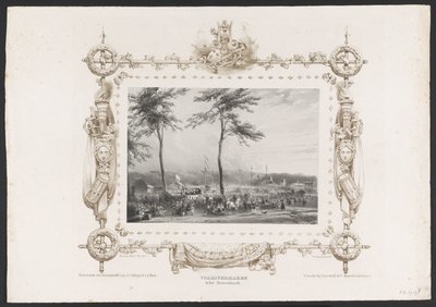 Vásári és egyéb mulatságok, 1836 Nyilvános szórakozás a Sterrenboschban / 1836. június 17. (cím a tárgyon) Tányérok az Utrechtsche Hogeschool második centenáriumának megünnepléséről, 1836 (sorozat címe) alkotó: Huib van Hove Bz