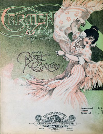 A Carmen című kotta címlapja, 1900 körül (illusztráció) alkotó: Hungarian School