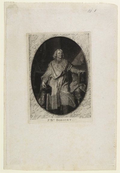 J.B. Bossuet (láb), vésette Jean-Baptiste de Grateloup, 1771 (mezzotinta, akvatinta és szárazhús a chine collé-n) alkotó: Hyacinthe Francois Rigaud