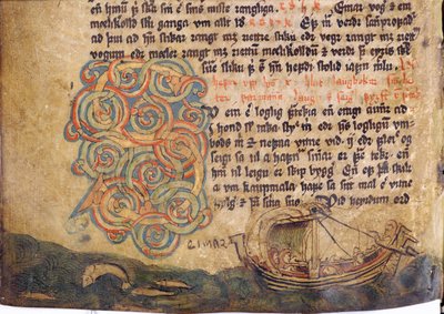 Történelmi kezdetű S, az eredeti 13. századi Jonsbok törvénygyűjtemény másolatából alkotó: Icelandic School