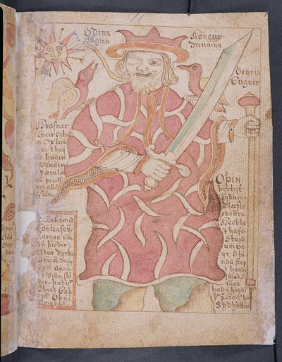 Odin, a Melsteds Eddától (toll, tinta és WC papíron) alkotó: Icelandic School