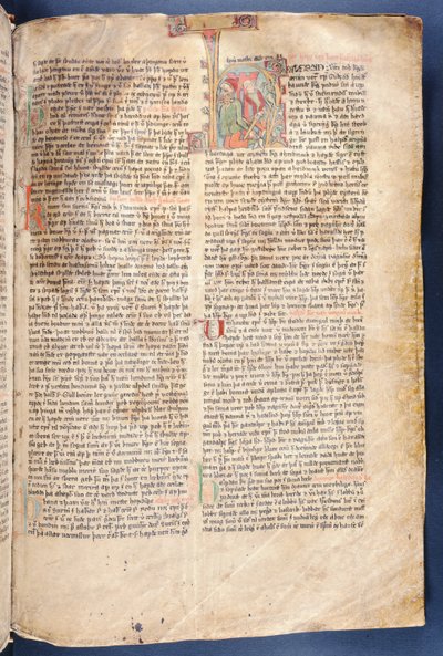 A Fekete Halfdan meséjének kezdete, Flateyjarbokból (Flatey könyve) a 14. század végén alkotó: Icelandic School