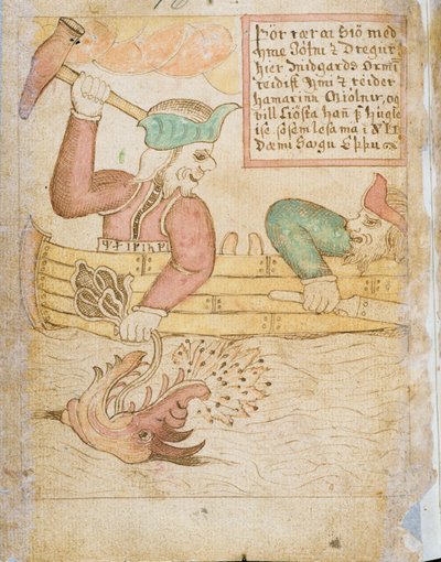 Thor elkapja a midgardi kígyót, a 